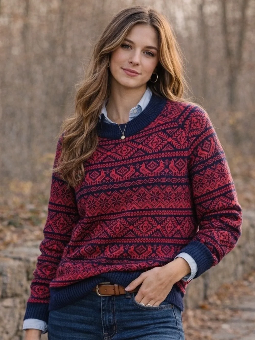 J Crew Women’s Nordic Fair Isle Lambswool Blend Crewneck size Medium - Picture 1 of 11